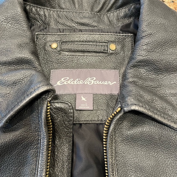 Eddie Bauer Mens Leather Jacket - Dark Brown Large - Picture 2 of 8